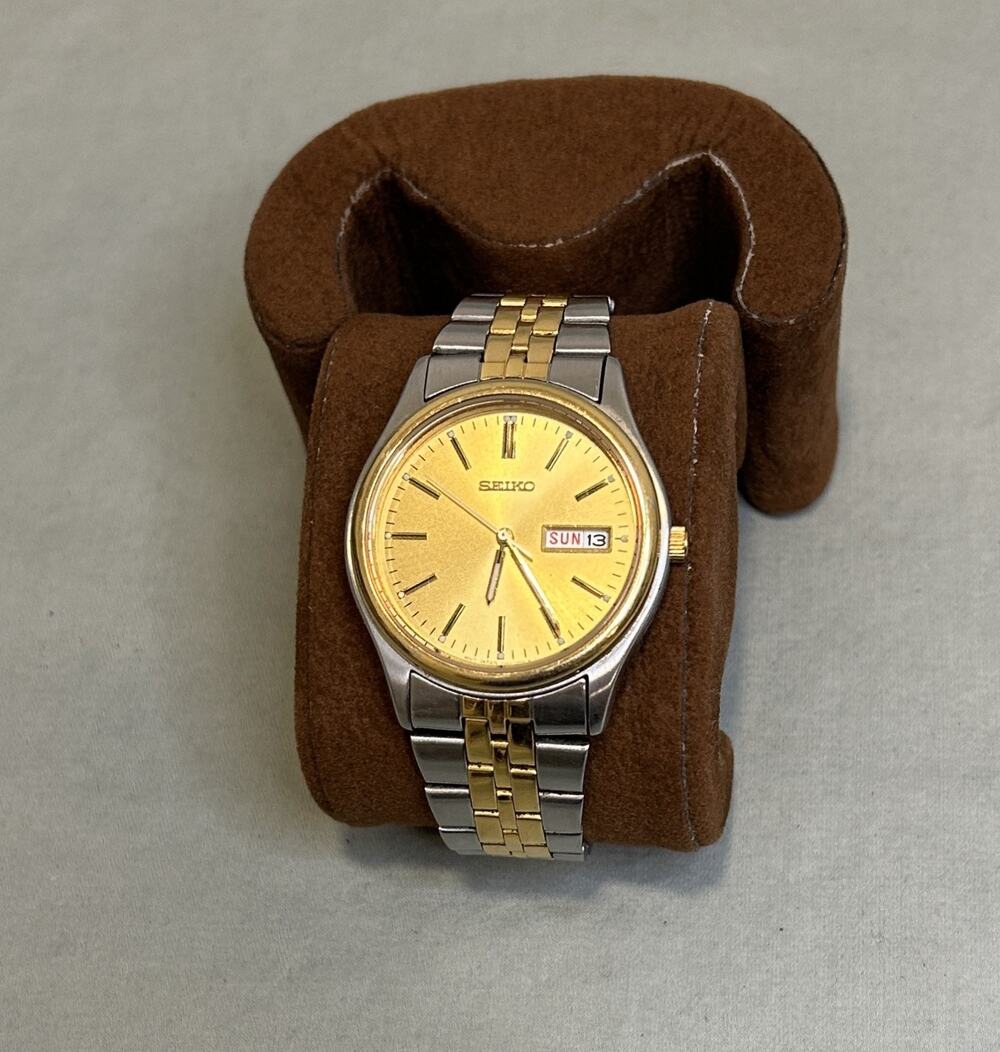 Vintage Seiko Sports 7N43-9A00 Two-Tone Day-Date, Gold Sunburst Dial, Great Cond